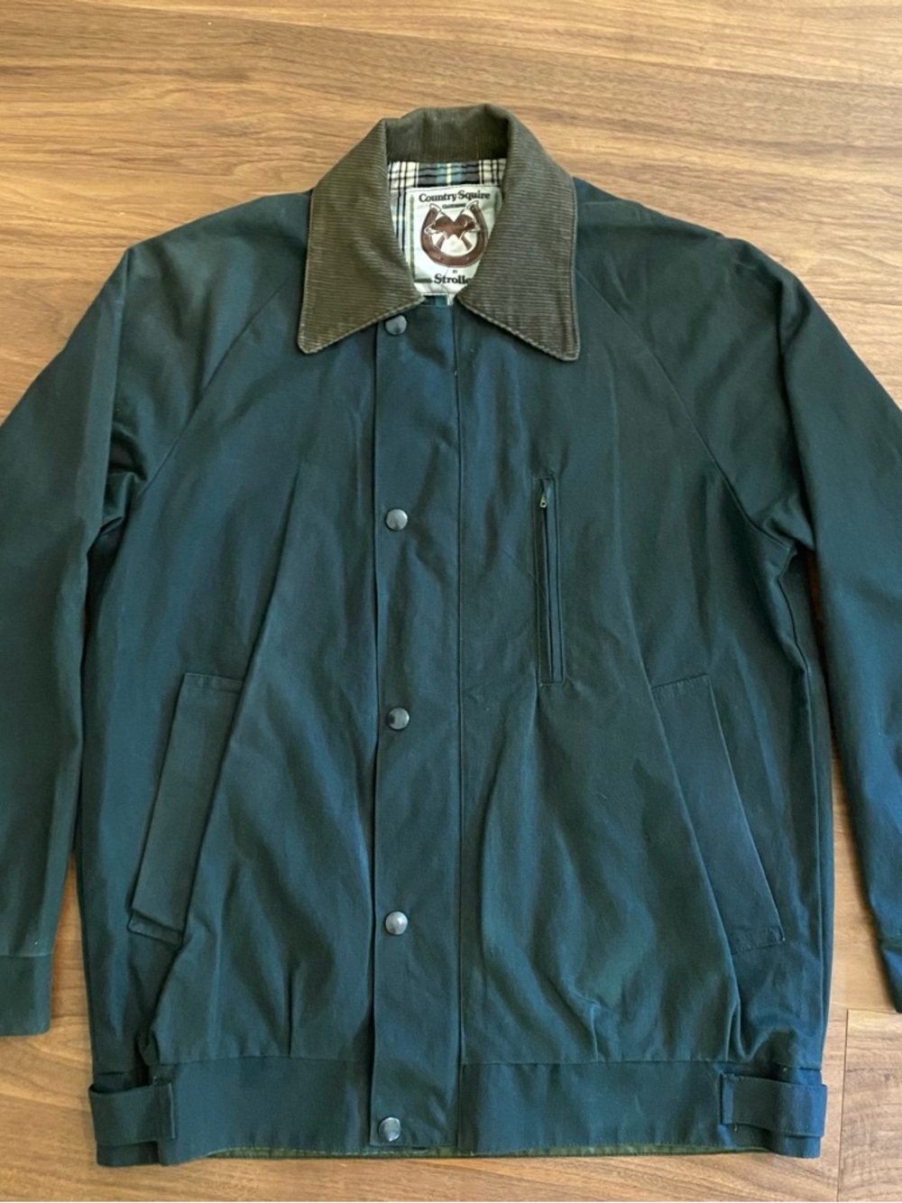 Dark Green Utility Jacket with Corduroy Collar